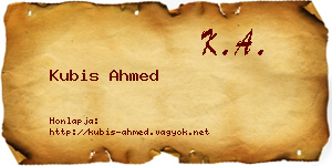 Kubis Ahmed névjegykártya